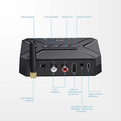 محول صوت بلوتوث 5.0 Aux، جهاز استقبال إرسال لاسلكي بلوتوث 3 في 1 مع مخرج USB/RCA/AUX، محول صوت بلوتوث لنظام ستيريو بث الموسيقى المنزلية in Kuwait
