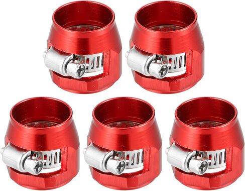 X AUTOHAUX 5 Pcs AN10 Hex Car Hose Finisher Flexible Rubber Pipe Clamp with Screw Band Adapter Fitting for Oil Fuel Water Tube Silver Tone in Saudi Arabia