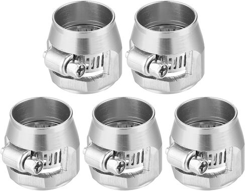X AUTOHAUX 5 Pcs AN10 Hex Car Hose Finisher Flexible Rubber Pipe Clamp with Screw Band Adapter Fitting for Oil Fuel Water Tube Silver Tone in Saudi Arabia