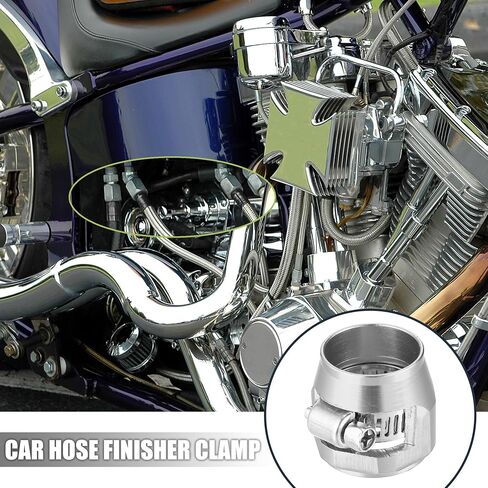 X AUTOHAUX 5 Pcs AN10 Hex Car Hose Finisher Flexible Rubber Pipe Clamp with Screw Band Adapter Fitting for Oil Fuel Water Tube Silver Tone in Saudi Arabia
