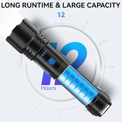مصابيح يدوية قابلة لإعادة الشحن، ضوء فلاش عالي اللومن، 900,000 لومن مصباح يدوي LED فائق السطوع، مصابيح USB عالية الطاقة، مصباح يدوي محمول مقاوم للماء للتخييم المنزلي in Kuwait