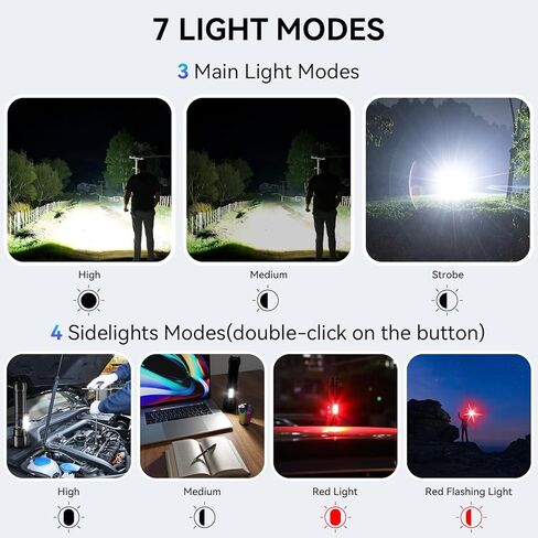 مصابيح يدوية قابلة لإعادة الشحن، ضوء فلاش عالي اللومن، 900,000 لومن مصباح يدوي LED فائق السطوع، مصابيح USB عالية الطاقة، مصباح يدوي محمول مقاوم للماء للتخييم المنزلي in Kuwait