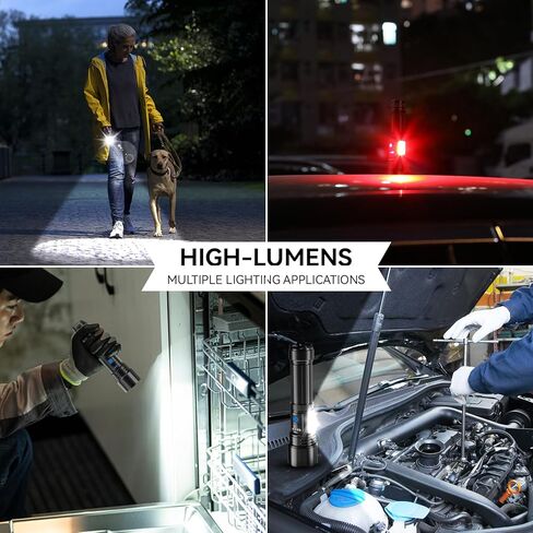 مصابيح يدوية قابلة لإعادة الشحن، ضوء فلاش عالي اللومن، 900,000 لومن مصباح يدوي LED فائق السطوع، مصابيح USB عالية الطاقة، مصباح يدوي محمول مقاوم للماء للتخييم المنزلي in Kuwait