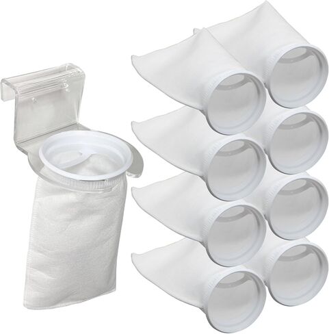 4 بوصات 8 قطع من جوارب حقيبة مرشح حلقة حوض السمك وقطعة واحدة من حامل جورب المرشح المسبق يناسب نماذج Waterbox Aquarium AIO وMarine X وPro Reef، ويناسب أحواض السمك Eshopps وجميع حاملات جورب المرشح مقاس 4 بوصات in Kuwait