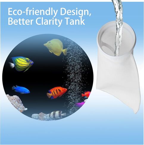 4 بوصات 8 قطع من جوارب حقيبة مرشح حلقة حوض السمك وقطعة واحدة من حامل جورب المرشح المسبق يناسب نماذج Waterbox Aquarium AIO وMarine X وPro Reef، ويناسب أحواض السمك Eshopps وجميع حاملات جورب المرشح مقاس 4 بوصات in Kuwait