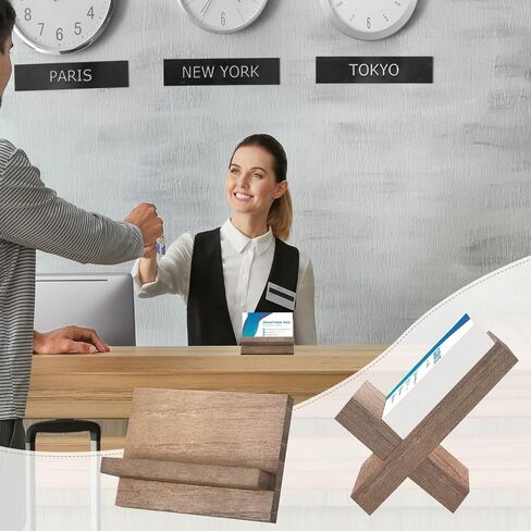 8 قطع حامل بطاقة عمل خشبية للمكتب، حامل بطاقة عمل خشبي للمكتب، حامل بطاقة عمل صغير لسطح المكتب، حامل بطاقة مكتب خشبي للمكتب، حامل بطاقات اسم الطاولة، منظم البطاقات البريدية in Kuwait