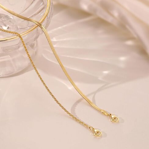 CHESKY Gold Ankle Bracelets for Women, 14k Gold Plated Anklet Bracelet Set Layered Herringbone Box Paperclip Figaro Cuban Link Anklets for Women, Waterproof Summer Gold Jewelry Set for Women in Saudi Arabia