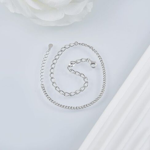 CHIC & ARTSY Womens Anklet 925 Sterling Silver Anklet Bracelet Dainty Beaded Chain Anklet Adjustable 9.5" to 10.5" Best Friend Anklet for Women in Saudi Arabia