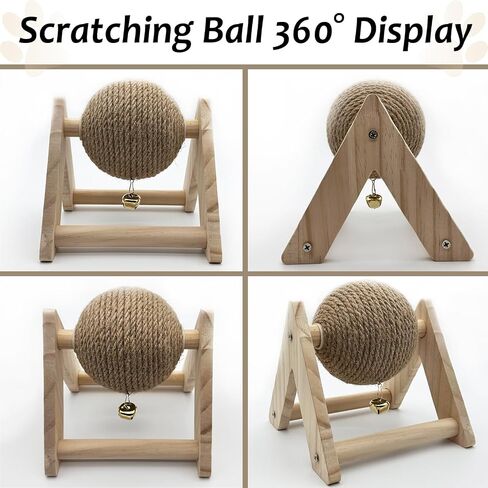 4 Pack Rabbit Scratch Toy Kit Natural Wood Sisal Bunny Scratching Activity Ball with Bell Claw Scratcher for Indoor Bunnies Ferrets Chinchillas Kittens Small Animals (Large) in Saudi Arabia