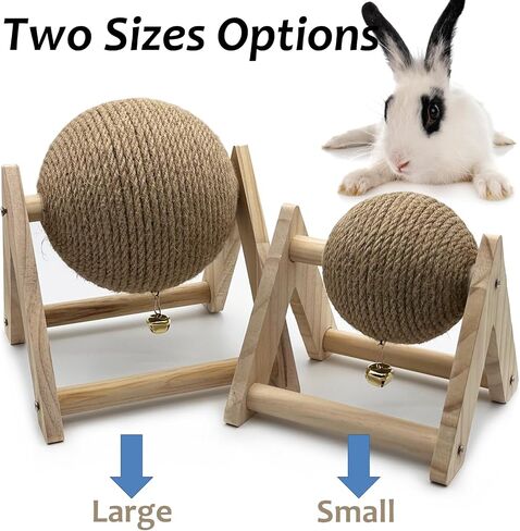 4 Pack Rabbit Scratch Toy Kit Natural Wood Sisal Bunny Scratching Activity Ball with Bell Claw Scratcher for Indoor Bunnies Ferrets Chinchillas Kittens Small Animals (Large) in Saudi Arabia