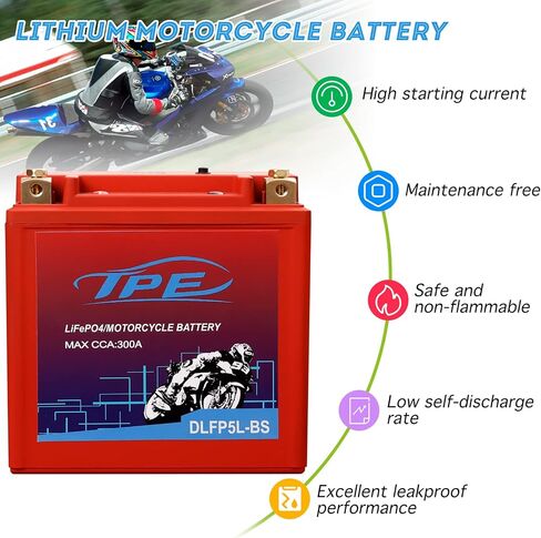 Lithium Motorcycle Battery 12V Lithium Powersport Battery with Smart Battery Management System and LCDs, LiFePO4 Engine Start Battery Starting Batteries for Motorcycles and ATVs (YTX5L-BS 3AH 300CCA) in Saudi Arabia