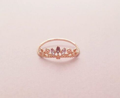 خاتم تاج رابونزيل للنساء، خاتم الأميرة زهرة حجر الراين اللامع العصري، خاتم الأميرة الكرتوني الأنيق، خاتم قابل للتعديل مطلي بالذهب للفتيات المراهقات هدايا مجوهرات in Kuwait