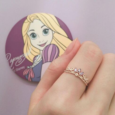 خاتم تاج رابونزيل للنساء، خاتم الأميرة زهرة حجر الراين اللامع العصري، خاتم الأميرة الكرتوني الأنيق، خاتم قابل للتعديل مطلي بالذهب للفتيات المراهقات هدايا مجوهرات in Kuwait