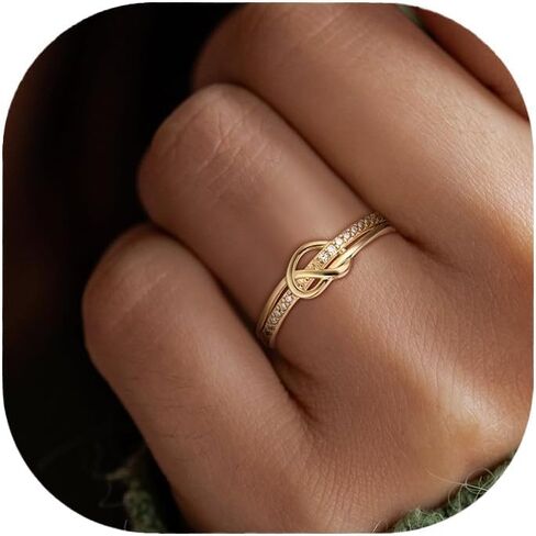 EVER FAITH Dainty Love Heart Rings for Mother's Day, 925 Sterling Silver CZ Mother Daughter Knot Bond Ring Wedding Promise Band Ring for Women Bride Size 7-9 in Saudi Arabia