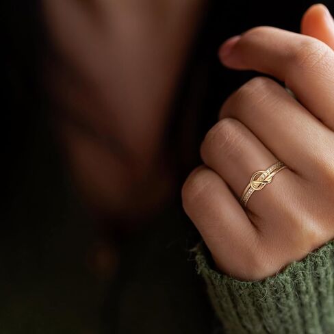 EVER FAITH Dainty Love Heart Rings for Mother's Day, 925 Sterling Silver CZ Mother Daughter Knot Bond Ring Wedding Promise Band Ring for Women Bride Size 7-9 in Saudi Arabia