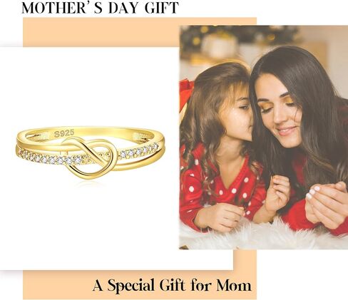EVER FAITH Dainty Love Heart Rings for Mother's Day, 925 Sterling Silver CZ Mother Daughter Knot Bond Ring Wedding Promise Band Ring for Women Bride Size 7-9 in Saudi Arabia