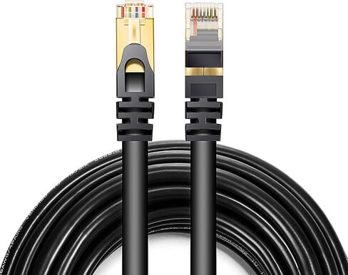 Cat 7 Ethernet Cable Professional Gold Plated Plug Black Ethernet Cable for Indoor Outdoor High Speed Heavy-Duty Waterproof Buried-able Dual Shielded (20 Feet) in Saudi Arabia