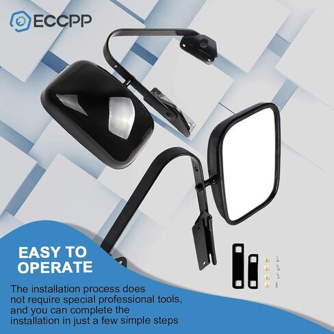 ECCPP Driver Right Door Mirror for Ford F-Series F150 F250 F350 Bronco Tow Mirrors Fit For 1980-1996 Ford F150 F250 F35 F150P/U/BRONCO Towing Mirrors Manual Telescopic Black Texture Housing in Saudi Arabia