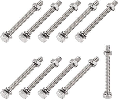 Hex Head Screws Bolts, Nuts, Flat & Lock Washers Kits (M6x80mm) 10Sets, 304 Stainless Steel Assortment Kit - for Home Appliance in Saudi Arabia