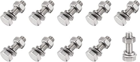 Hex Head Screws Bolts, Nuts, Flat & Lock Washers Kits (M6x80mm) 10Sets, 304 Stainless Steel Assortment Kit - for Home Appliance in Saudi Arabia