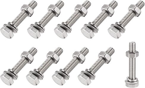 Hex Head Screws Bolts, Nuts, Flat & Lock Washers Kits (M6x80mm) 10Sets, 304 Stainless Steel Assortment Kit - for Home Appliance in Saudi Arabia