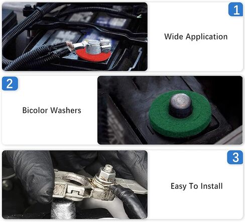 قطعتان من مسمار طرفي موصلات البطارية، مسمار على شكل حرف T مع صامولة وغسالة، قطعتان من مسمار طرفي بطارية M8 وجوز من الفولاذ المقاوم للصدأ مع قطعتين من مجموعة حماية طرف البطارية شديدة التحمل (أخضر وأحمر) in Kuwait