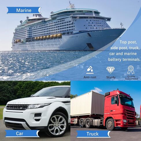 قطعتان من مسمار طرفي موصلات البطارية، مسمار على شكل حرف T مع صامولة وغسالة، قطعتان من مسمار طرفي بطارية M8 وجوز من الفولاذ المقاوم للصدأ مع قطعتين من مجموعة حماية طرف البطارية شديدة التحمل (أخضر وأحمر) in Kuwait