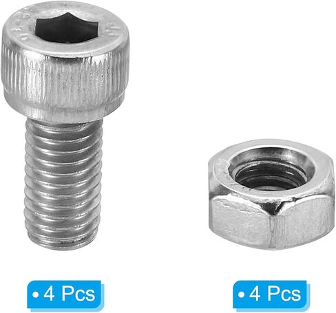 PATIKIL M8x16mm 304 Stainless Steel Hollow Bolt, 4 Set Cylindrical Hexagon Socket Screw Nut Kit Lamp Threading Screws Through Hole Fasteners in Kuwait