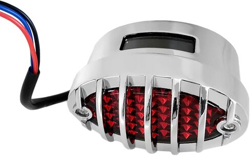 FATECIM Motorcycle Custom Oval-shaped LED Tail Light Cat Eye Rear Running Light Brake Light Stop Light Red Lens Integrated License Plate Lamp Universal Fit for Motorcycle/Cruisers/Bikes (Chrome) in Saudi Arabia