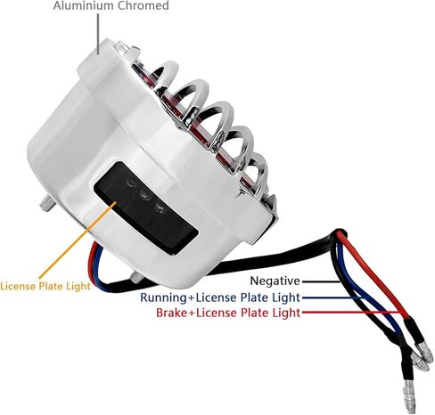 FATECIM Motorcycle Custom Oval-shaped LED Tail Light Cat Eye Rear Running Light Brake Light Stop Light Red Lens Integrated License Plate Lamp Universal Fit for Motorcycle/Cruisers/Bikes (Chrome) in Saudi Arabia