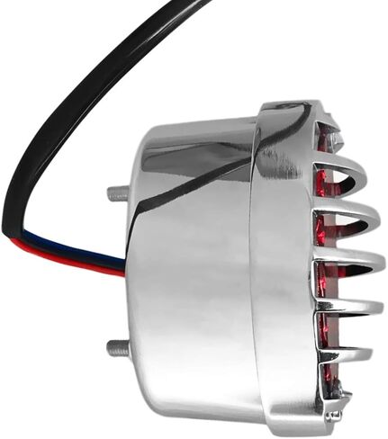 FATECIM Motorcycle Custom Oval-shaped LED Tail Light Cat Eye Rear Running Light Brake Light Stop Light Red Lens Integrated License Plate Lamp Universal Fit for Motorcycle/Cruisers/Bikes (Chrome) in Saudi Arabia