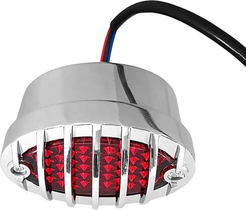 FATECIM Motorcycle Custom Oval-shaped LED Tail Light Cat Eye Rear Running Light Brake Light Stop Light Red Lens Integrated License Plate Lamp Universal Fit for Motorcycle/Cruisers/Bikes (Chrome) in Saudi Arabia