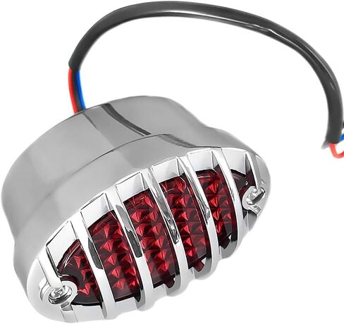 FATECIM Motorcycle Custom Oval-shaped LED Tail Light Cat Eye Rear Running Light Brake Light Stop Light Red Lens Integrated License Plate Lamp Universal Fit for Motorcycle/Cruisers/Bikes (Chrome) in Saudi Arabia