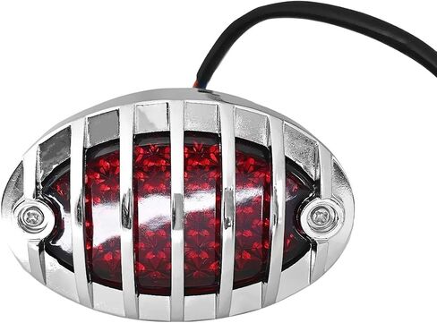 FATECIM Motorcycle Custom Oval-shaped LED Tail Light Cat Eye Rear Running Light Brake Light Stop Light Red Lens Integrated License Plate Lamp Universal Fit for Motorcycle/Cruisers/Bikes (Chrome) in Saudi Arabia