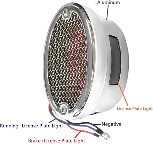 FATECIM Motorcycle Custom Oval-shaped LED Tail Light Cat Eye Rear Running Light Brake Light Stop Light Red Lens Integrated License Plate Lamp Universal Fit for Motorcycle/Cruisers/Bikes (Chrome) in Saudi Arabia