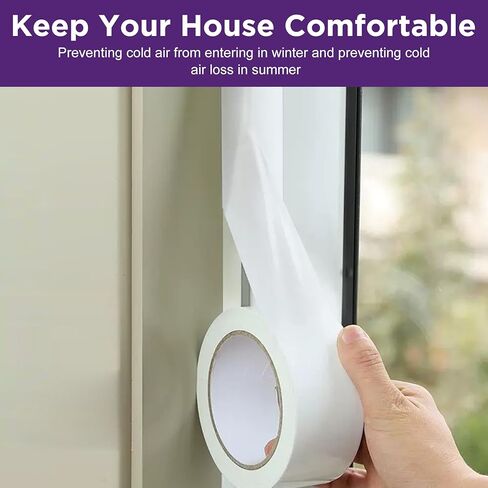 شريط عزل الطقس للنافذة أبيض، 2 بوصة × 165 قدم شريط عازل للطقس لمنع المطر والغبار البارد. مانع تسرب إطار النافذة، لا يترك بقايا، ذاتي اللصق in Kuwait