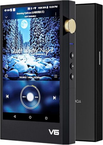 مشغل موسيقى صوتي رقمي عالي الدقة V6، مشغل HiFi DAP، مشغل صوت محمول عالي الدقة، DSD MQA، Dual ak4493SEQ، بلوتوث ثنائي الاتجاه، بطارية 4500 مللي أمبير، 4.4 مم/3.5 مم (عجلة الصوت الذهبية) in Kuwait