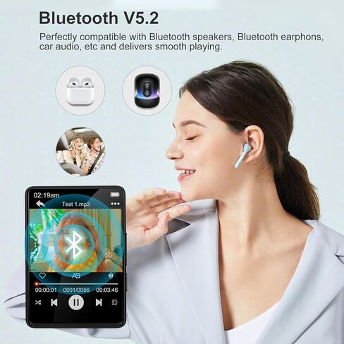 Touch Screen MP3 Player with Bluetooth, SKYBESS 32GB Portable MP3 Players with TF Card Slot, HiFi Lossless MP3 Music Player with Speaker, FM Radio, Video, Recorder, Alarm Clock, 2.4" Full Screen in Saudi Arabia