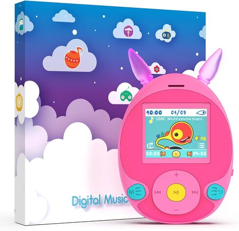 64GB MP3 Player for Kids, Kids MP3 Player with Bluetooth, Speaker, Games, Recorder, Ear Lights,100hrs Loseless Music Playback, Kids Music Player with Earbud, Aux Cable, Lanyard (Blue) in Kuwait