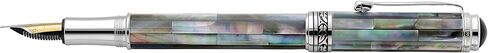 Xezo Maestro Black Mother of Pearl Rollerball Pen, Fine Point. Chrome Plated. Handmade, No Two Pens Alike in Saudi Arabia