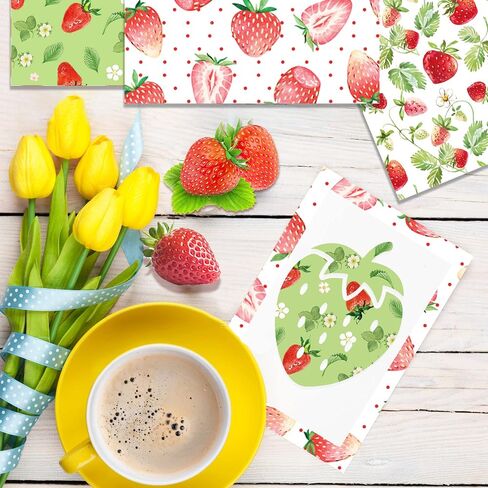 Parrtty Hurrican 24 pcs of Fruit 30x30cm scrapbook paper,double-sided strawberry decorative paper,plaid pattern folding flat DIY Card Making Scrapbook Paper,12 design in Saudi Arabia
