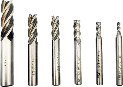 LApher Square Nose End Mill Cutter Imperial Units High Speed Steel 4 Flute Straight Shank(1/8,1/4,3/16,5/16,3/8,1/2 inch) in Saudi Arabia