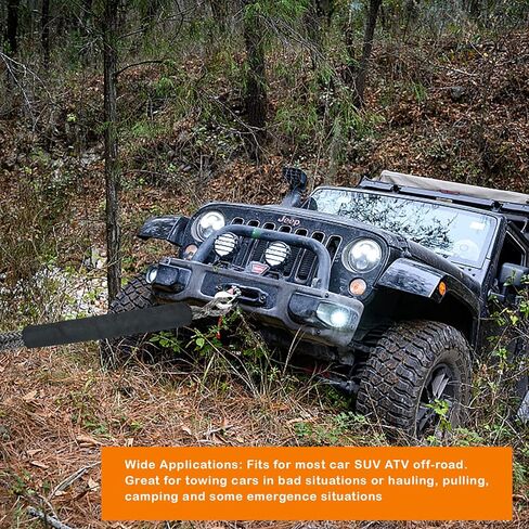 Soft Shackle Synthetic 1/2 Inch x 22 Inch (43,000lbs Breaking Strength) with Protective Extra Sleeves for ATV SUV Off Road Towing Recovery(2 Pack-Black) in Kuwait