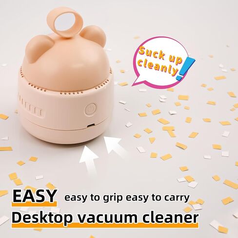 Zmol Mini Desktop Vacuum Cleaner with USB Charging, Cleaning Brush, Bear Head Ring for Easy Grip, 360° Swivel Portable Vacuum Cleaner for Keyboards Office Desks and Other Dusty Debris in Saudi Arabia