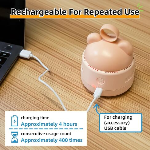 Zmol Mini Desktop Vacuum Cleaner with USB Charging, Cleaning Brush, Bear Head Ring for Easy Grip, 360° Swivel Portable Vacuum Cleaner for Keyboards Office Desks and Other Dusty Debris in Saudi Arabia