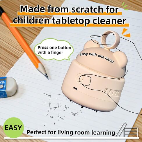 Zmol Mini Desktop Vacuum Cleaner with USB Charging, Cleaning Brush, Bear Head Ring for Easy Grip, 360° Swivel Portable Vacuum Cleaner for Keyboards Office Desks and Other Dusty Debris in Saudi Arabia