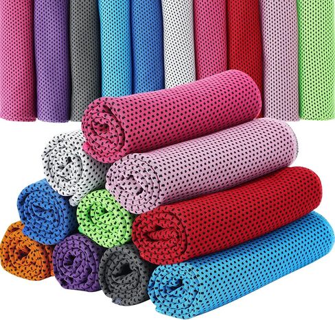 BBTO 32 x 12 Inch Microfiber Ice Towel, Cooling Cold Towel for Neck and Face Breathable Chilly Towel for Yoga, Sport, Gym, Workout, Camping and More Activities(Multicolor, 50 Pack) in Saudi Arabia