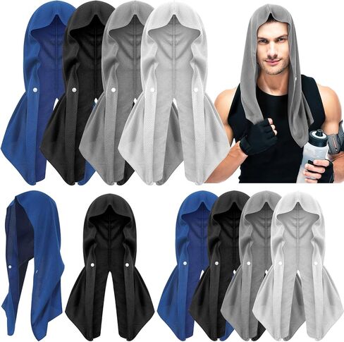 12 قطعة منشفة تبريد بقلنسوة للرجال، مناشف تبريد ماصة للرقبة والوجه، لفافة رأس تبريد سريعة الجفاف، حماية من الأشعة فوق البنفسجية للرياضة والتخييم في الهواء الطلق، 4 ألوان in Kuwait