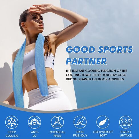 12 Pack Cooling Towels Bulk (47"x12") for Neck and Face, Ice Towel for Hot Weather, Soft Breathable Cold Towel, Microfiber Towel, Sweat Towel for Yoga, Sports, Workout, Running, Golf, Camping in Saudi Arabia