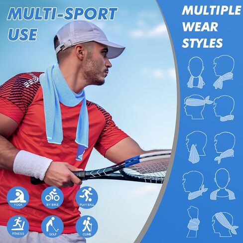 12 Pack Cooling Towels Bulk (47"x12") for Neck and Face, Ice Towel for Hot Weather, Soft Breathable Cold Towel, Microfiber Towel, Sweat Towel for Yoga, Sports, Workout, Running, Golf, Camping in Saudi Arabia